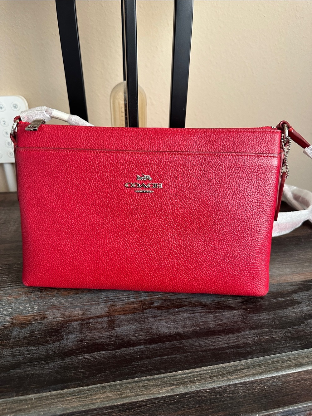 NWT Coach Red Pebbled Leather Crossbody
